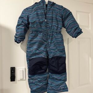Never Used - Lands' End Navy Snowsuit with Colorful Stripes